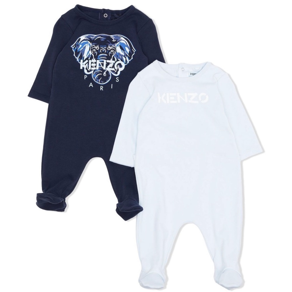 Kenzo Navy and Light Blue Baby One-Piece Set